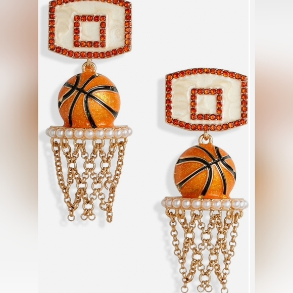 BaubleBar Jewelry - BaubleBar Orange and Gold Basketball Hoop Earrings